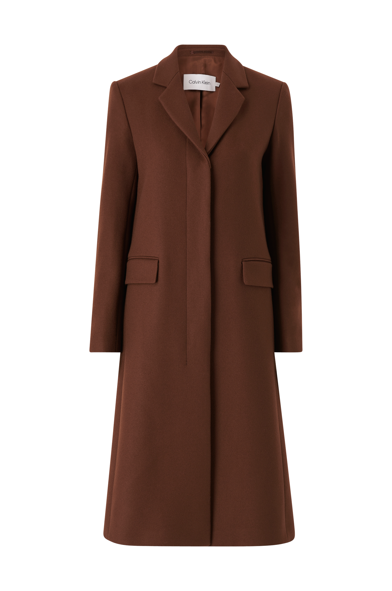 Calvin Klein - Uldfrakke Iconic Tailored Wool Coat - Brun - 40