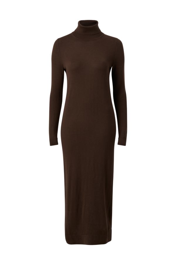 Calvin Klein - Maxi kjole Extra Fine Wool Roll Neck Dress - Brun - 32/34