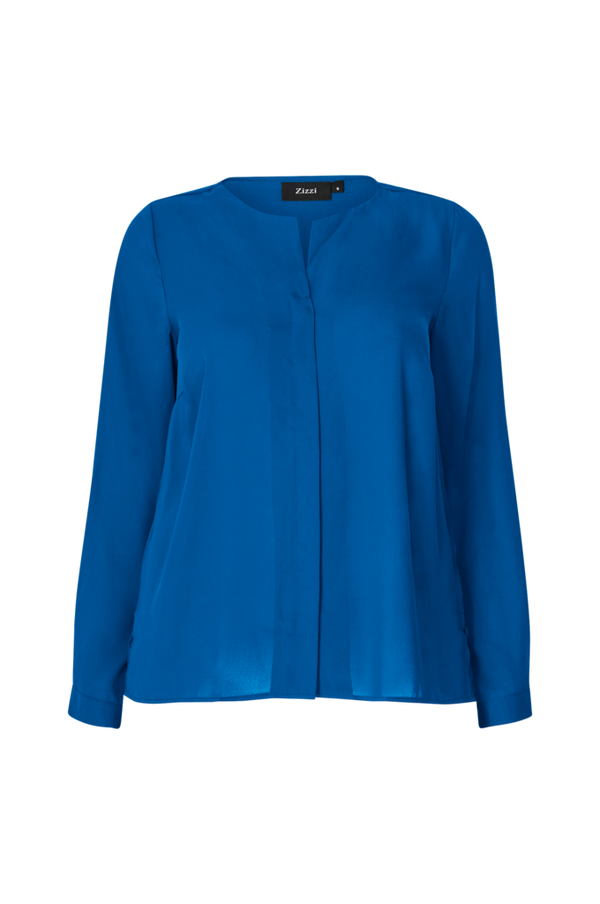 Zizzi - Bluse vSeli L/S Shirt - Blå - 54/56