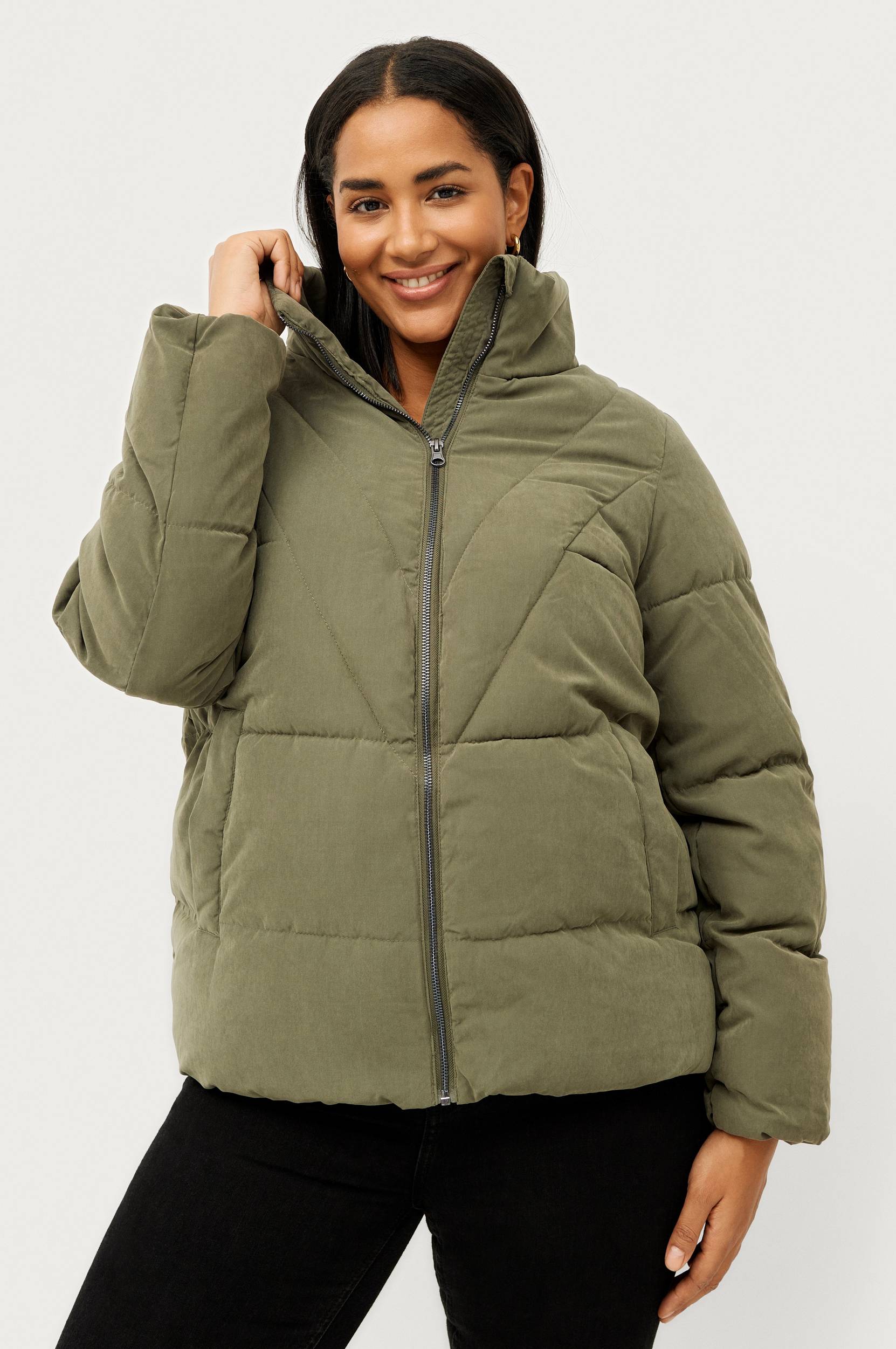 Zizzi - Vinterjakke caPeachy L/S Jacket Sort - - Jakker - Tøj til kvinder (29184994)