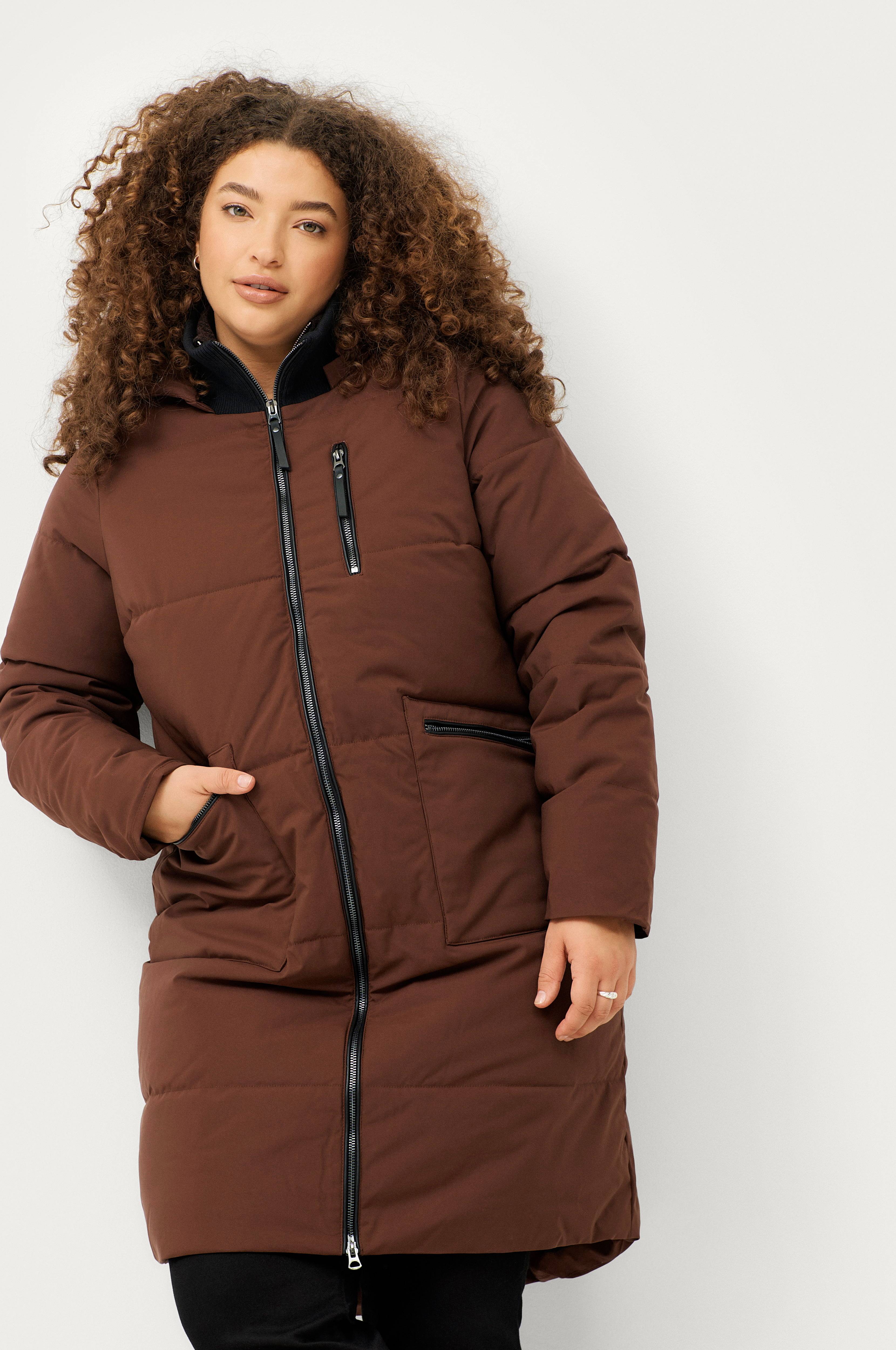 mærke navn Footpad forudsigelse Zizzi Jakke mLuxa Lux L/S Coat - Brun - Dun- & dynejakker | Ellos.dk