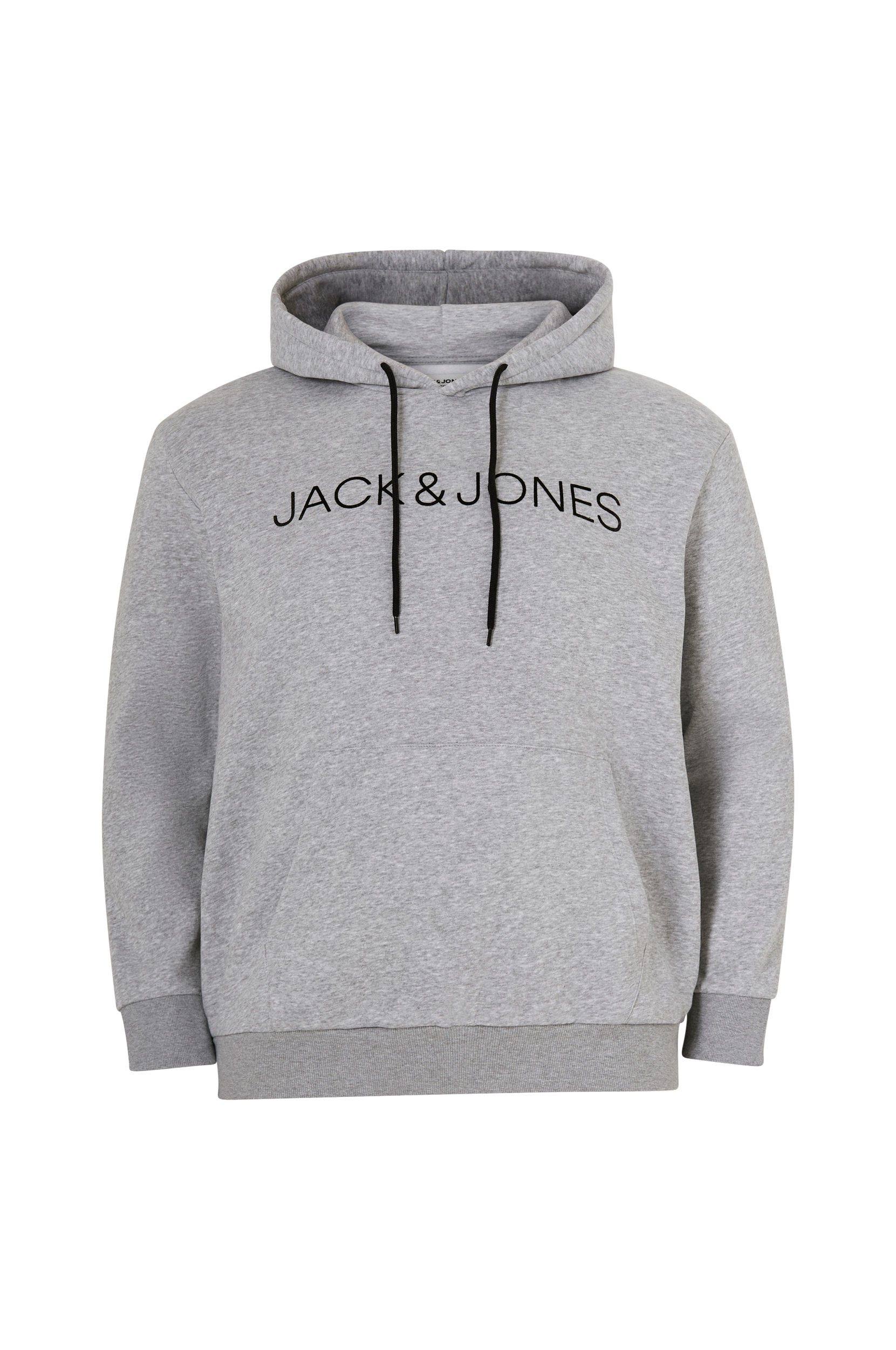 Jack & Jones - Hættetrøje jjHUGO Flock Sweat Hood Pls - Grå - 5XL
