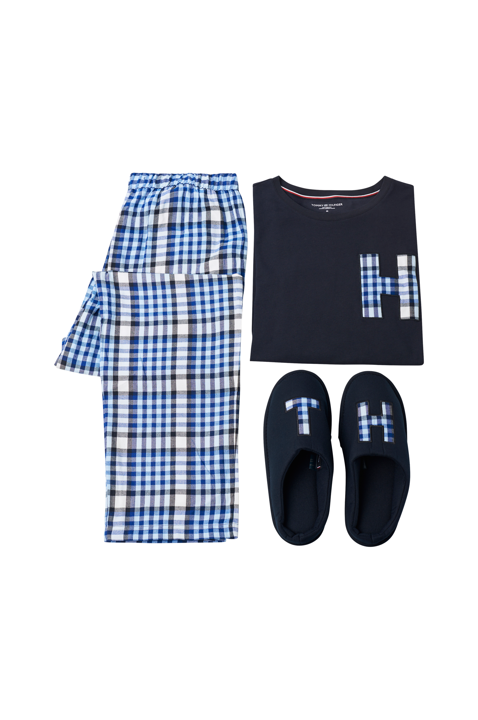 Tommy Hilfiger - Pyjamas + tøfler Pant Flannel Slipper Set - Blå - S