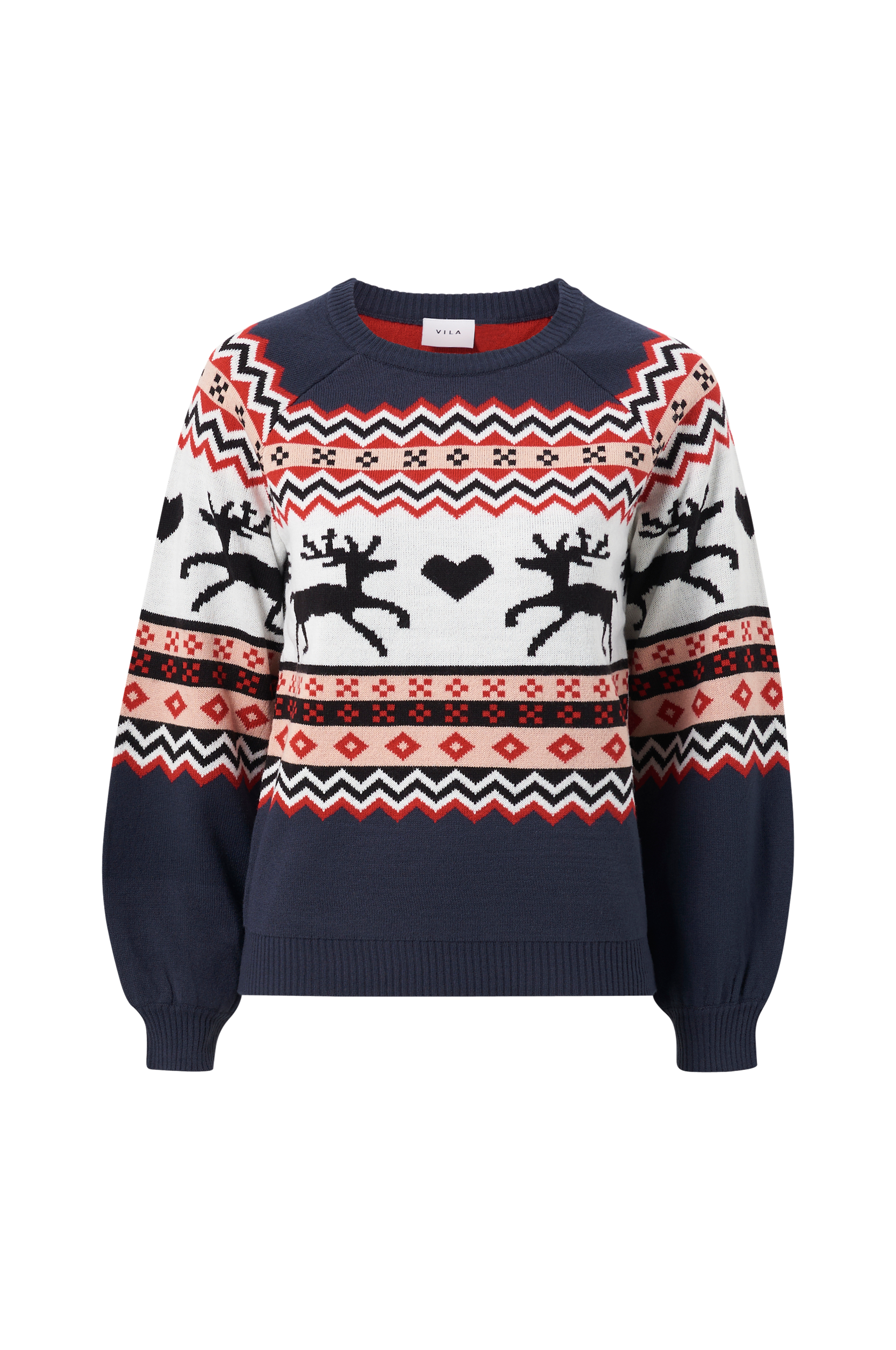 Vila - Julesweater viHoliday L/S Christmas Knit - Blå - 40