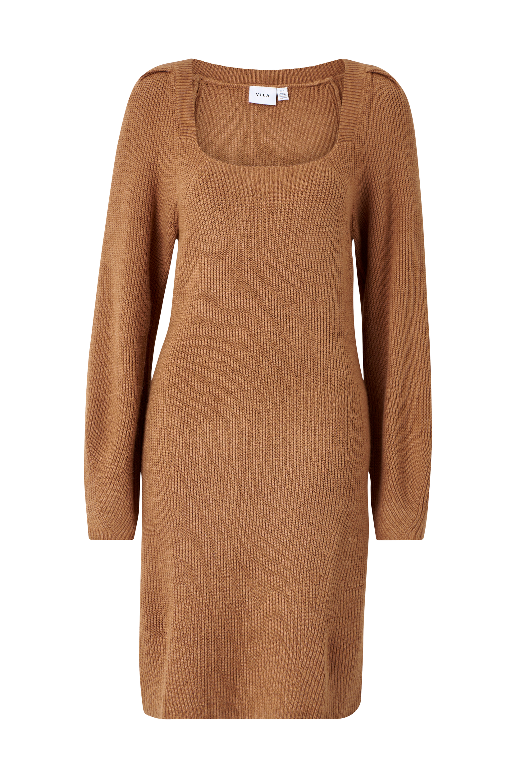 Vila - Kjole viRil L/S Detail Knit Dress - Brun - 36