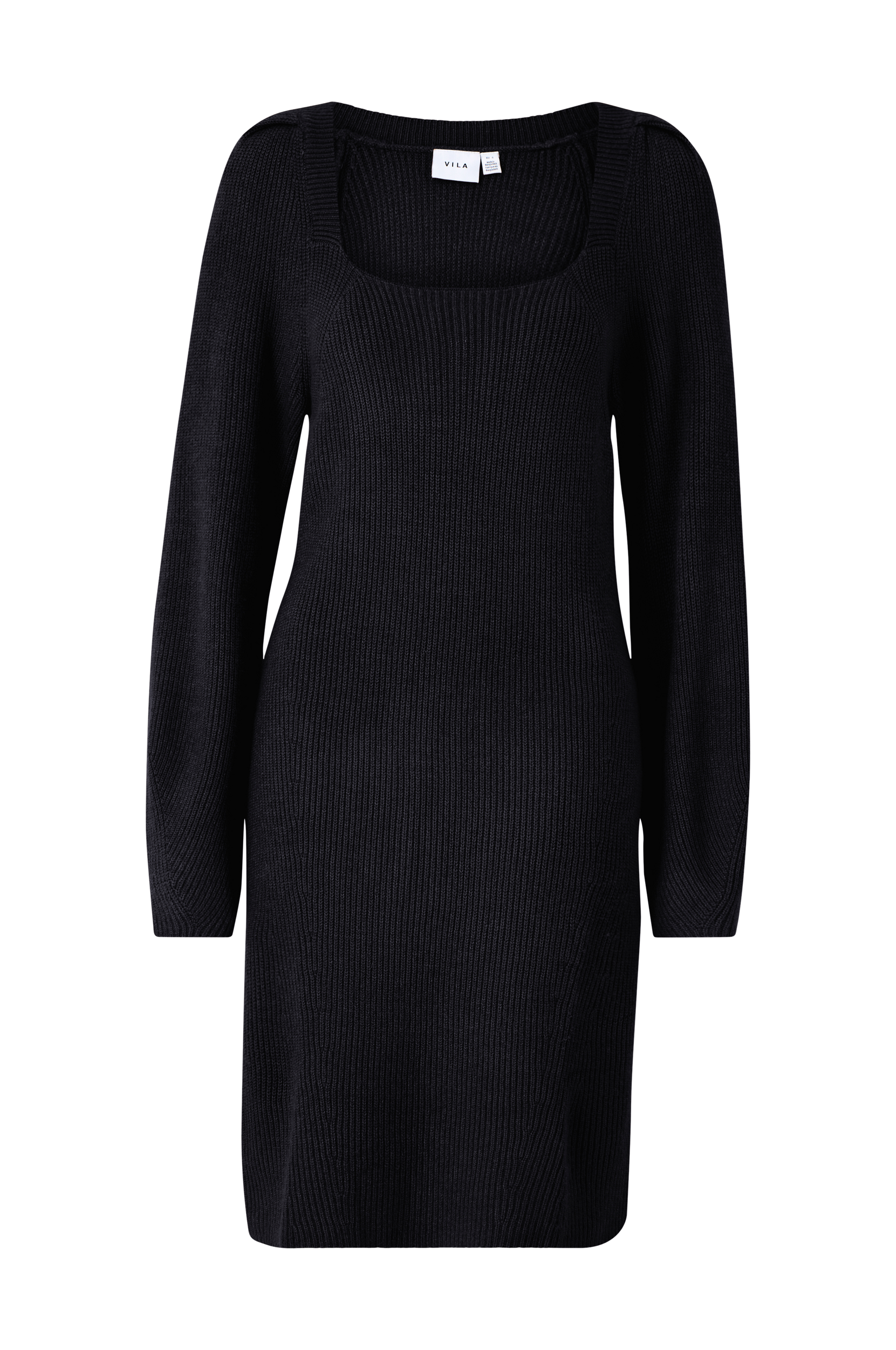 Vila - Kjole viRil L/S Detail Knit Dress - Sort - 34