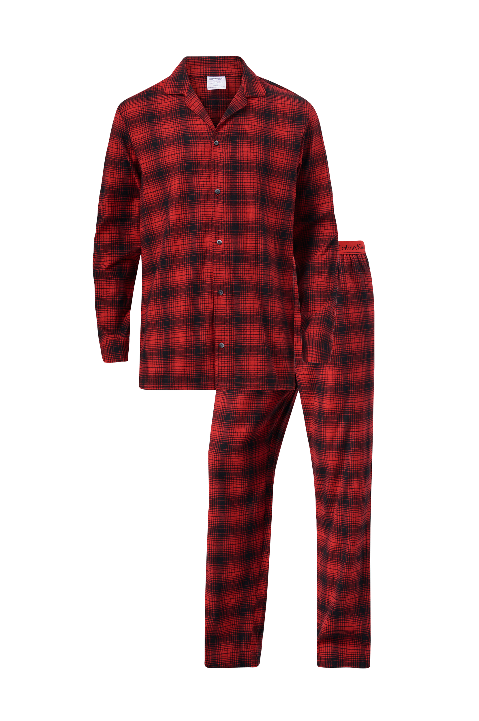 Calvin Klein L/S Pant Set - Rød - S - Nattøj - Tøj mænd (29087979)