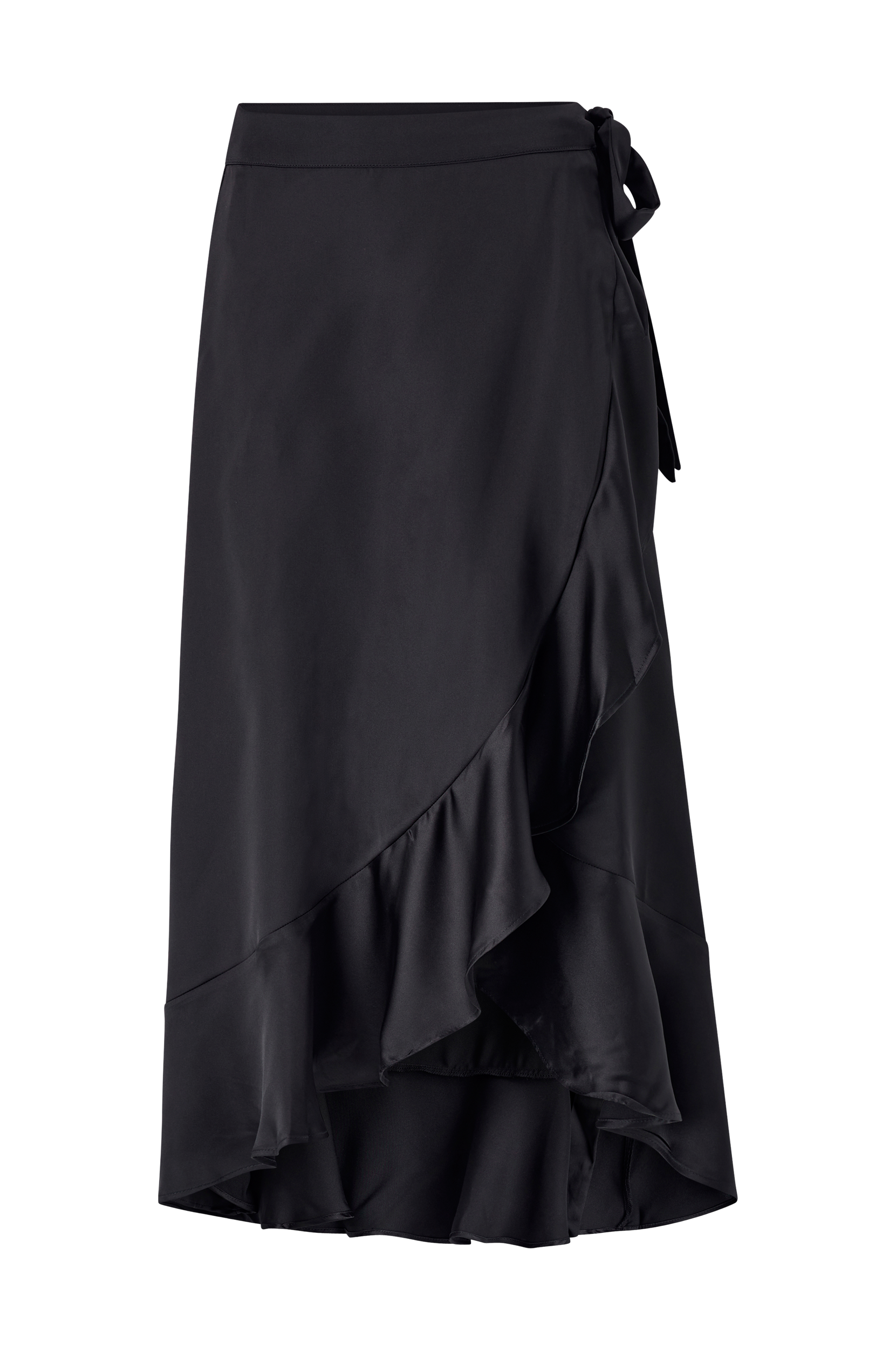 Object - Slå-om nederdel objSateen Wrap Skirt - Sort - 34