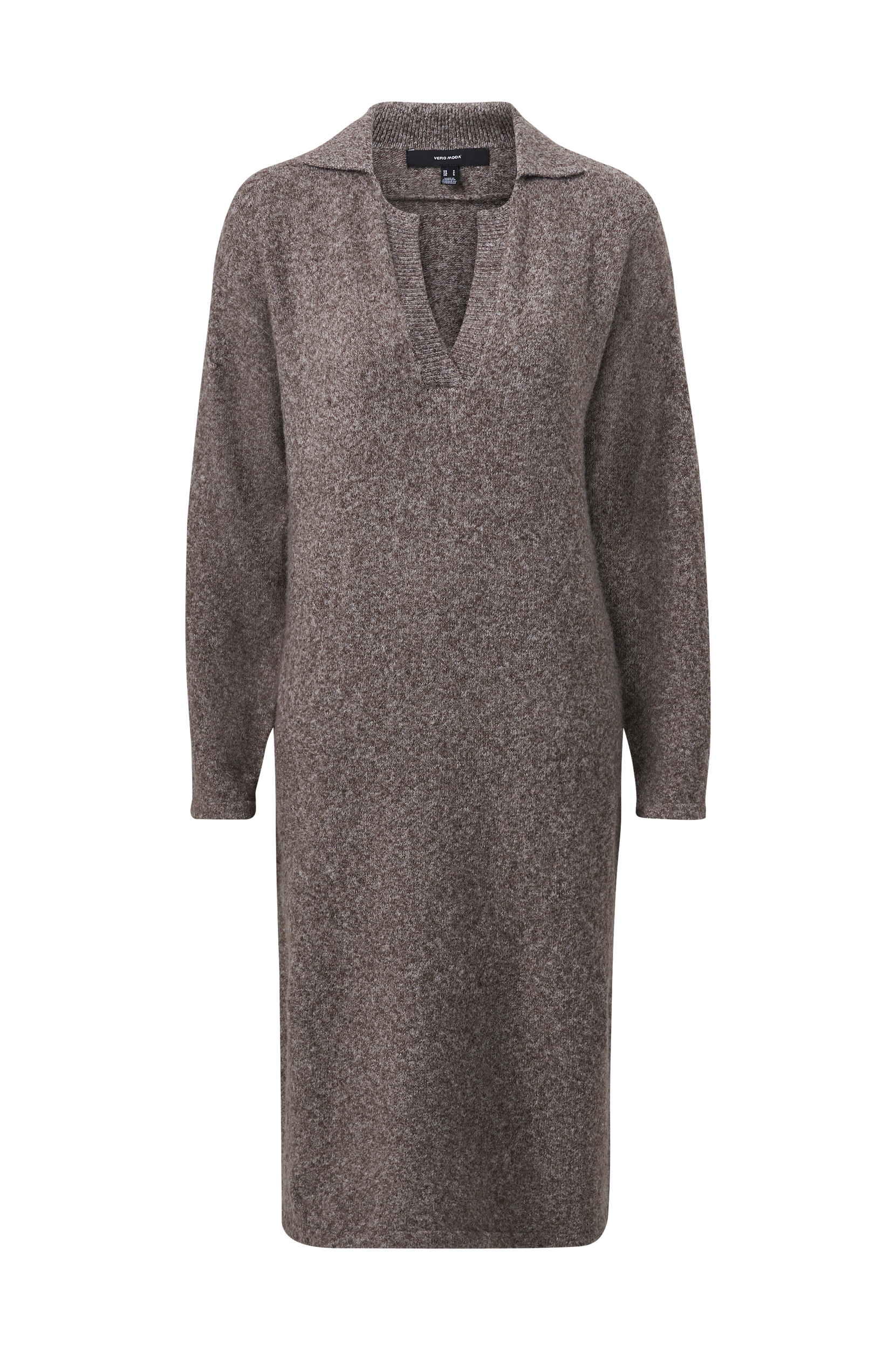 Vero Moda - Kjole vmDoffy LS Polo V-neck Dress - Brun - 34/36