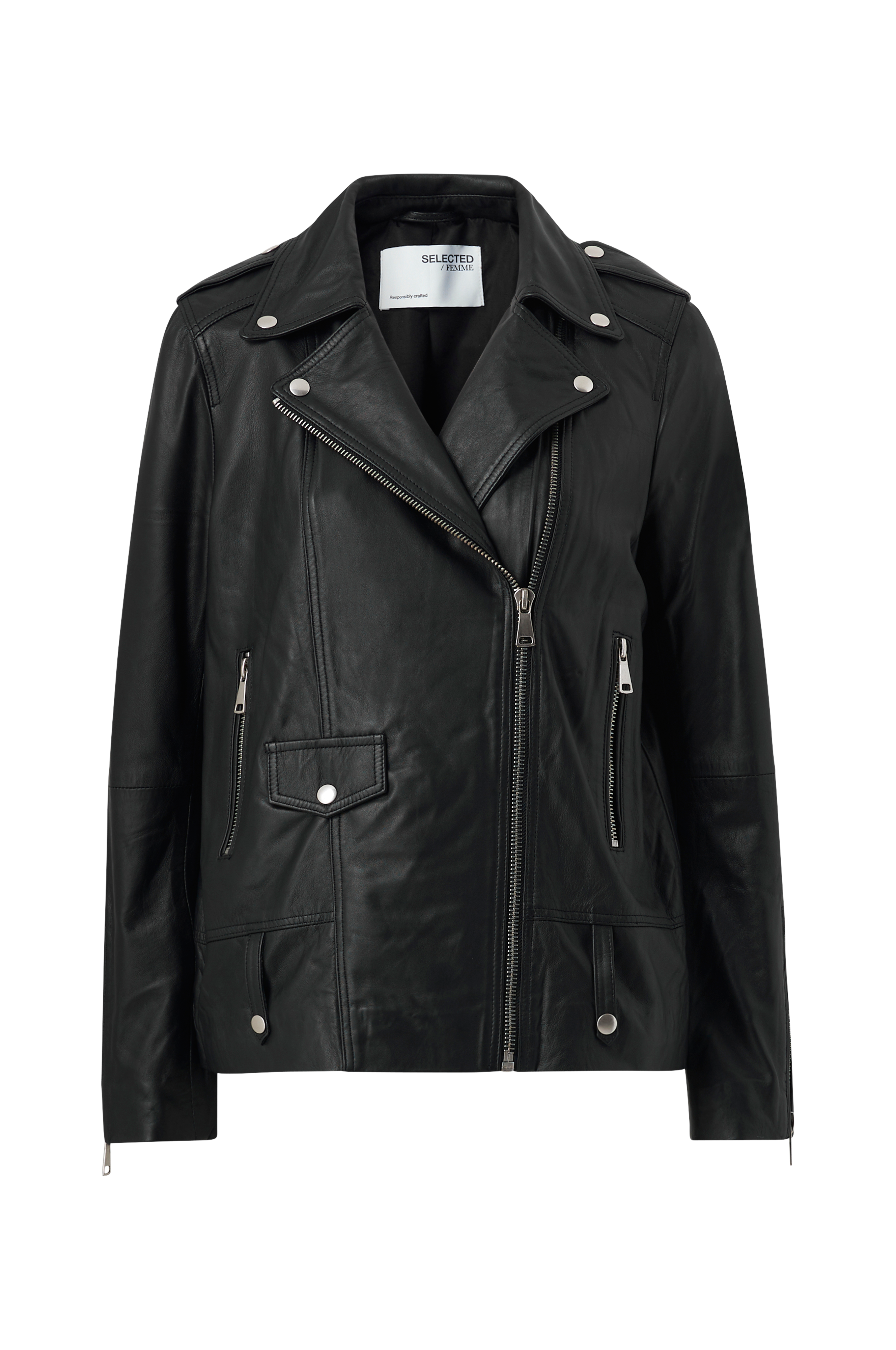 Selected FEMME Skindjakke slfMadison Leather Jacket Noos - - Jakker | Ellos.dk
