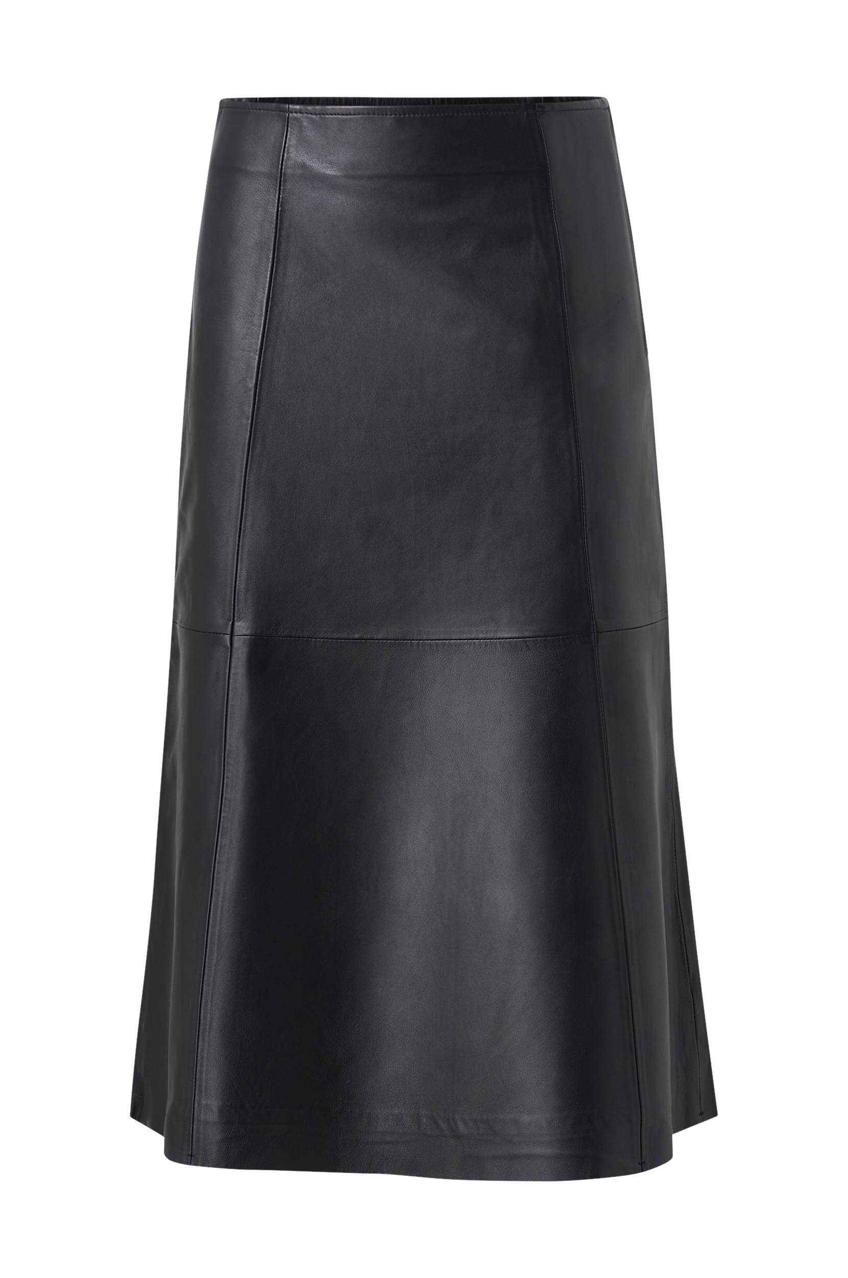 Selected FEMME - Lædernederdel slfErle HW Leather Midi Skirt W - Sort - 36