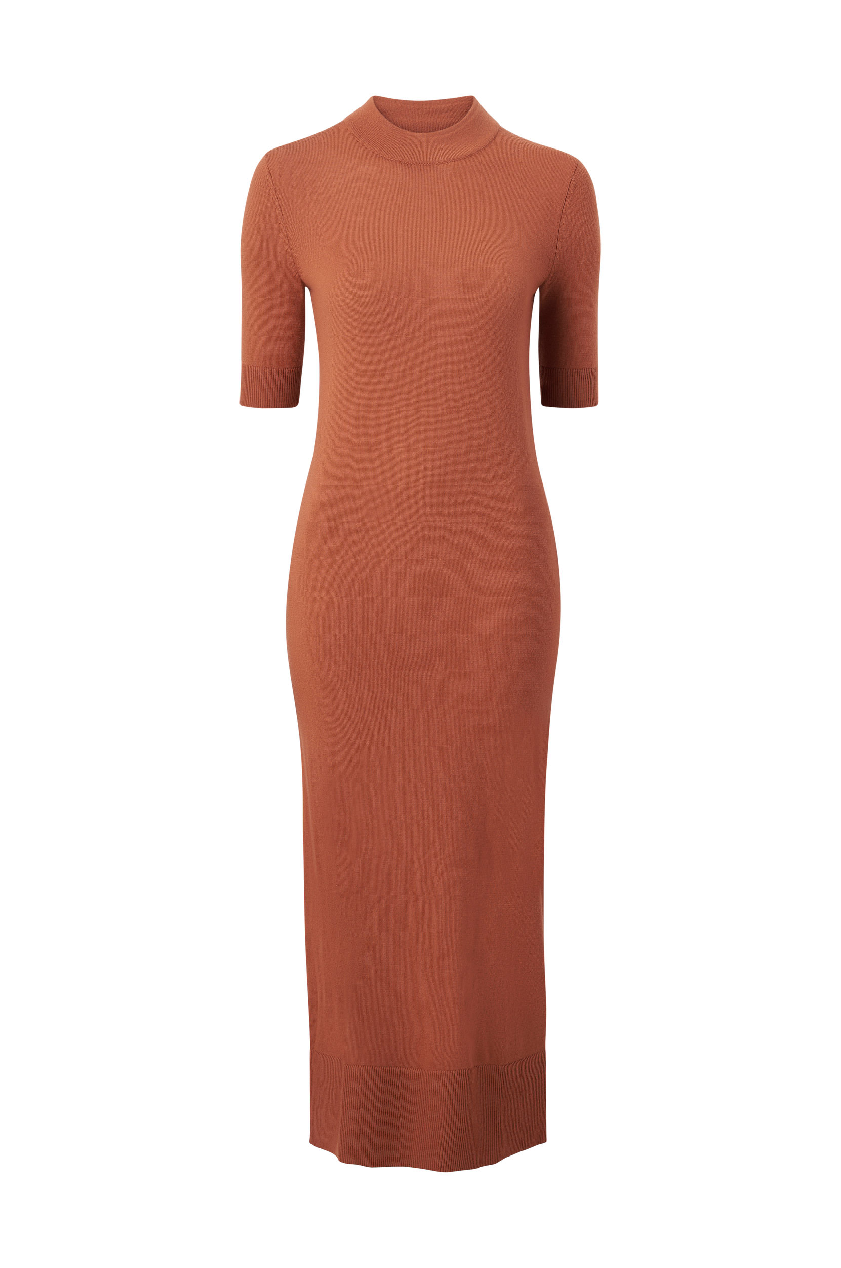 Calvin Klein - Kjole Extra Fine Wool Mock-Nk Dress - Brun - 40/42