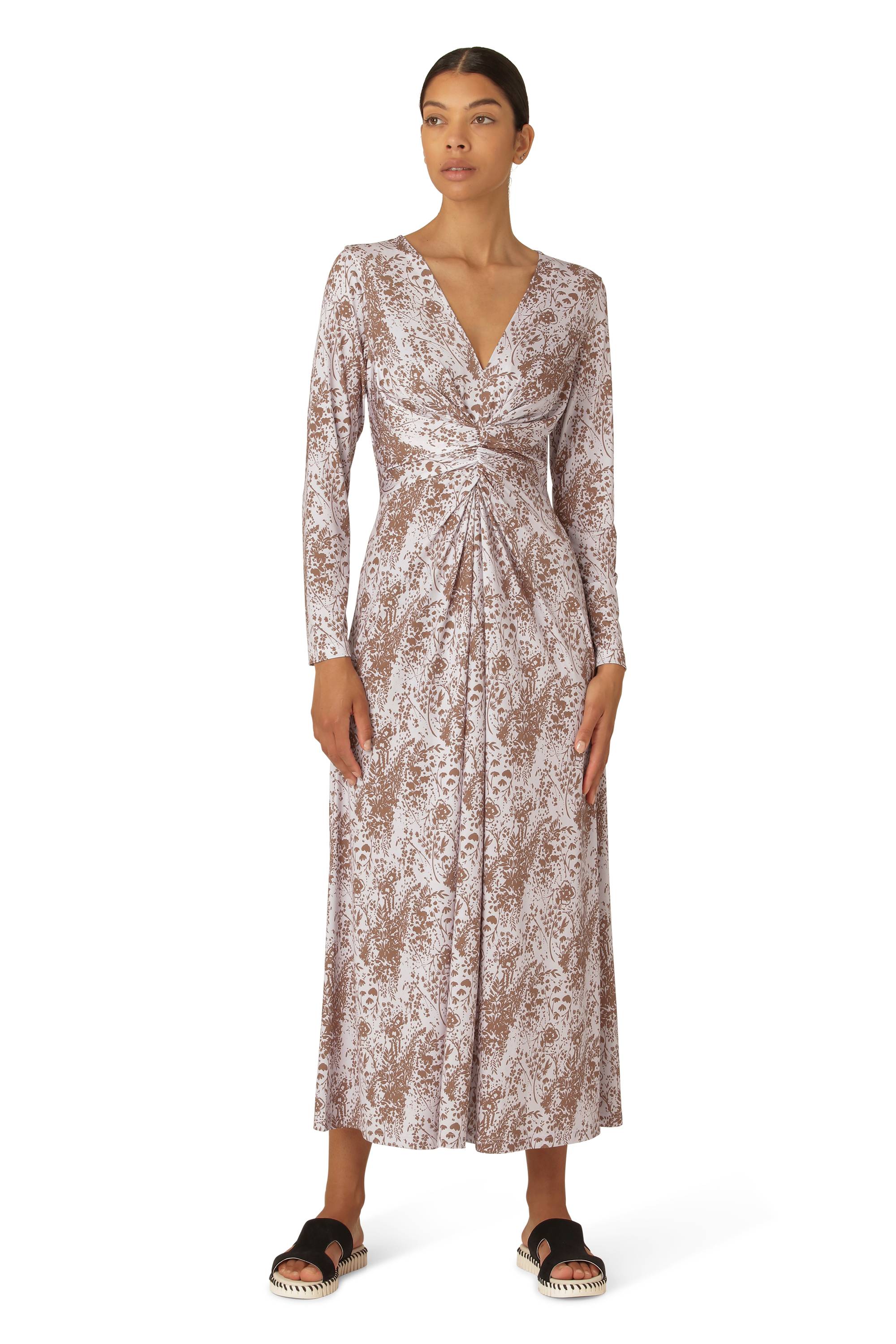 knee length dresses for ladies Ilse Jacobsen Nice01GF Long Sleeveless Tie Back Maxi Dress Pink/Beige   SisterOnlinestore