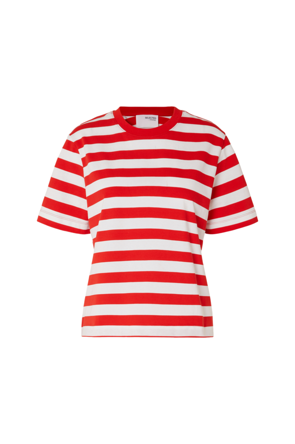 Selected FEMME - Top slfEssential SS Striped Boxy Tee - Rød - 36