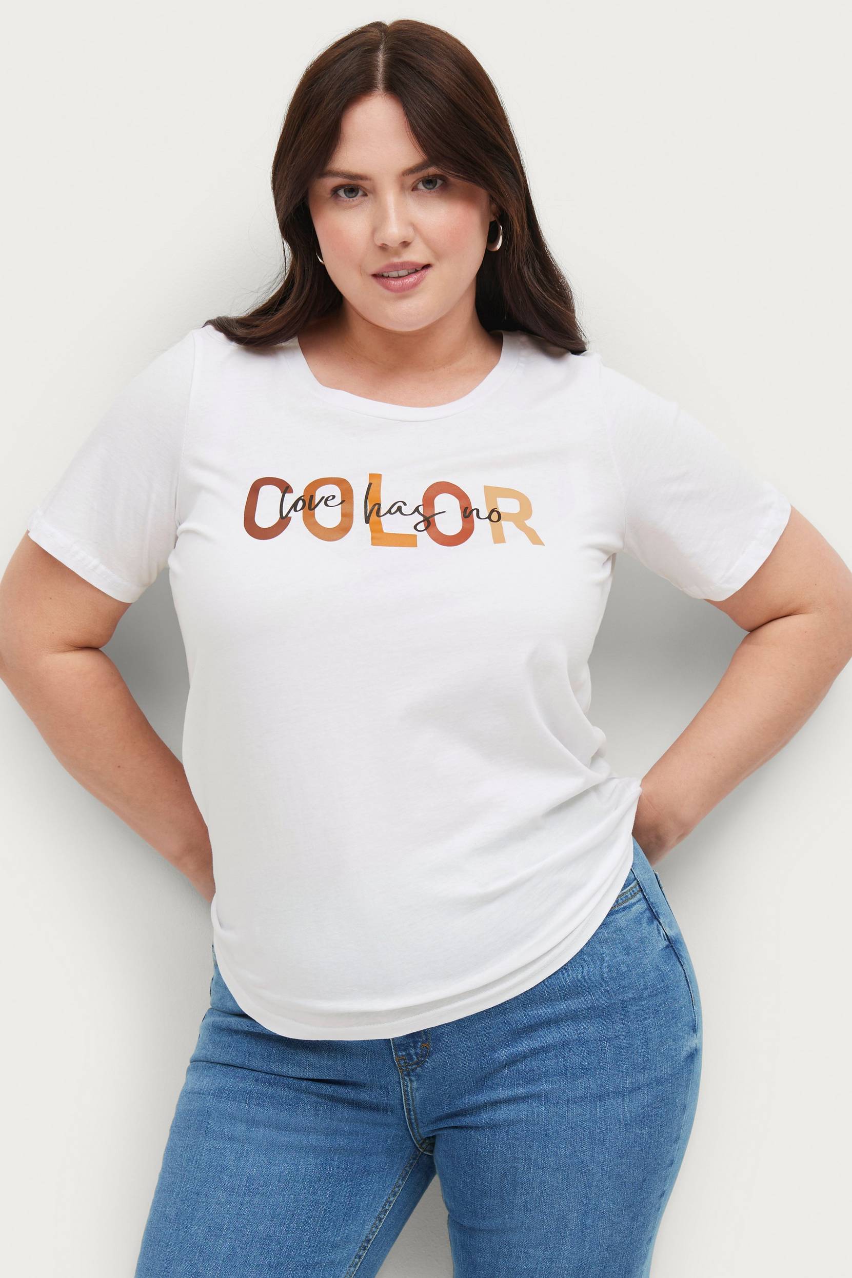 Zizzi - T-shirt vMari S/S Straight Tee - Hvid - 54/56