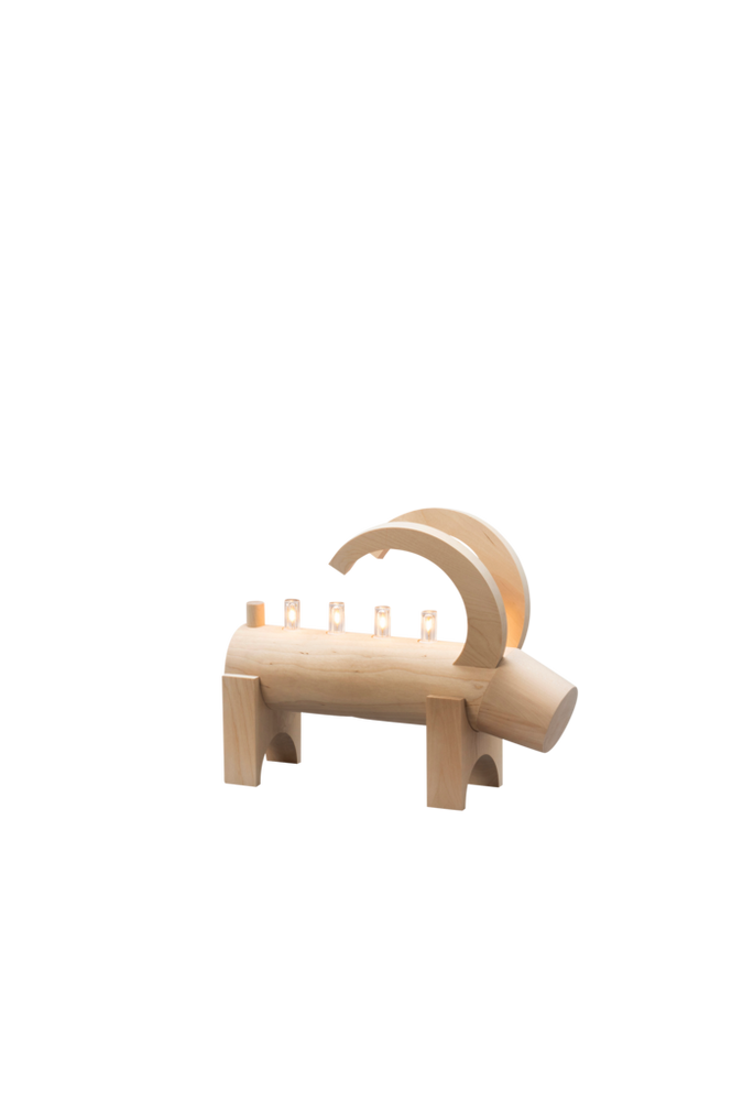 Sähkökynttelikkö puuta, 5 lamppua, 22,7 cm