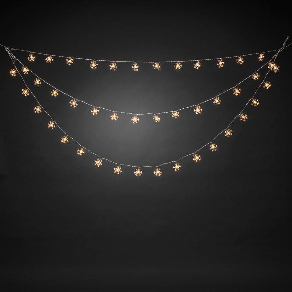 Konstsmide Gardinslinga 44 snöflingor LED 125cm, vit från Konstsmide, bild 2