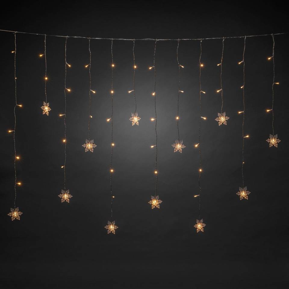 Konstsmide Gardinslinga 12 snöflingor LED 140cm, vit från Konstsmide, bild 2