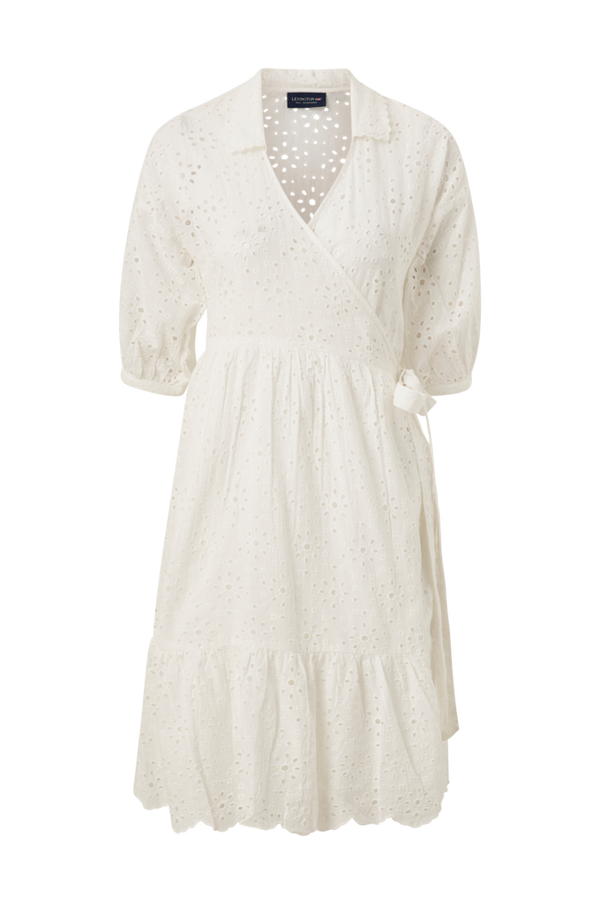 Lexington - Slå om-kjole Claudia Broderie Anglaise Wrap Dress - Hvid - 42/44