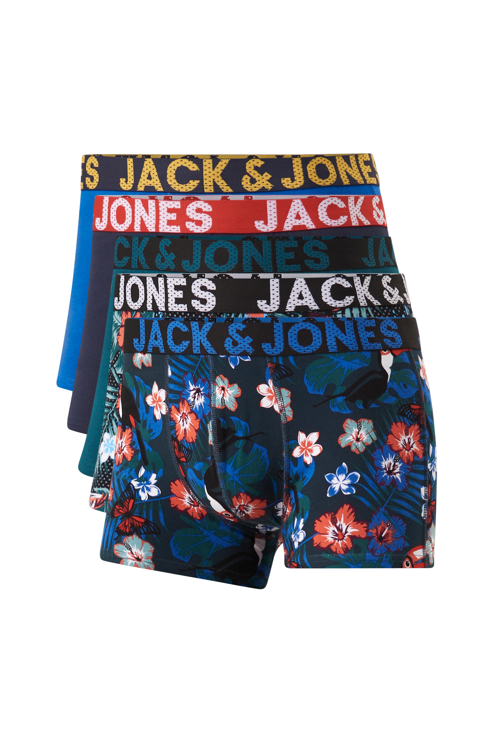 Jack & Jones - Boksershorts jacBird Trunks 5-pak - Grøn - XL