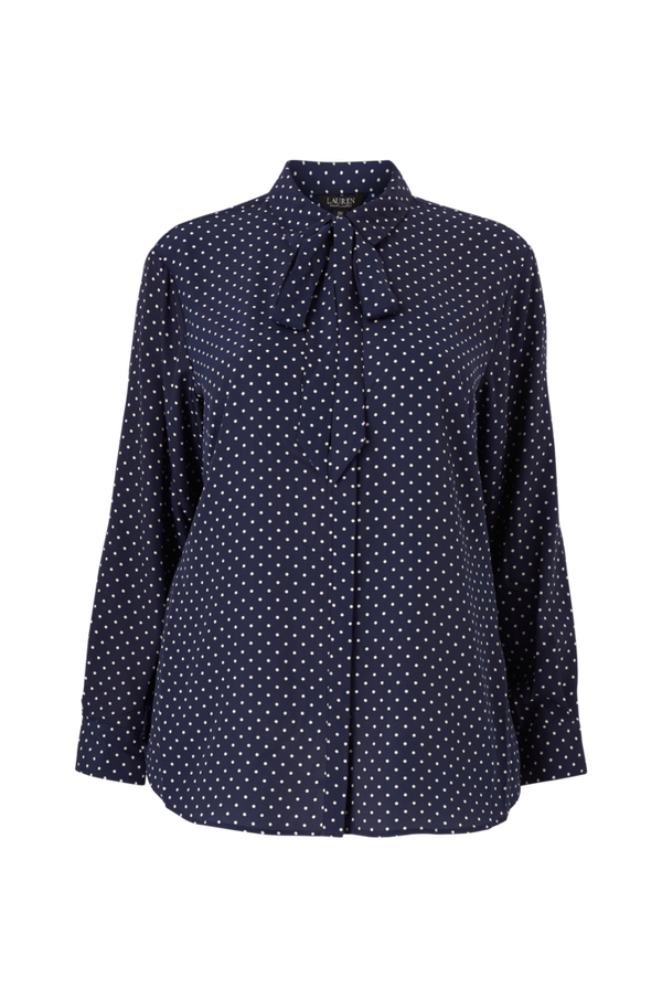 Lauren Ralph Lauren Curve - Skjorte Button Front Shirt - Blå - 46/48