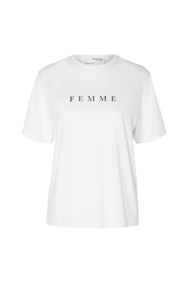 Selected FEMME - T-shirt slfVilja SS Printed Tee W - Hvid - 38