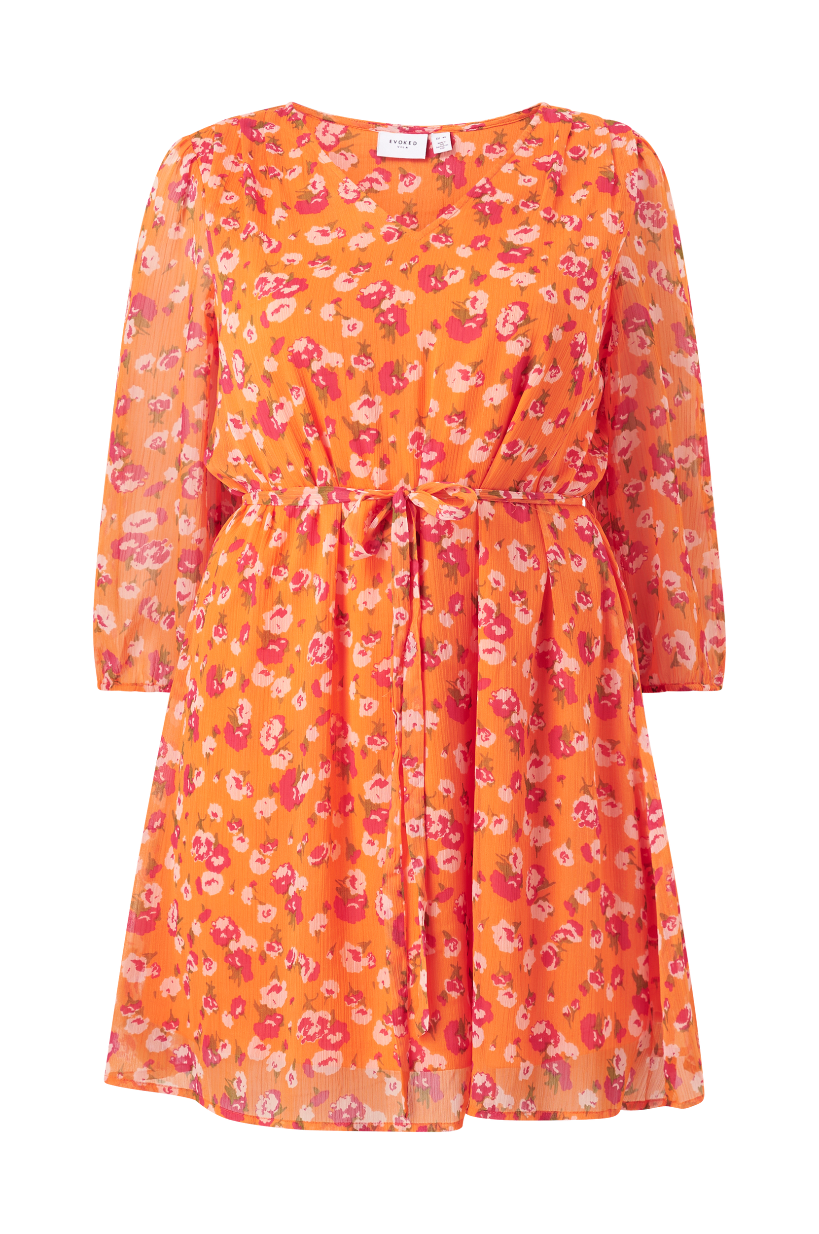 Evoked Vila - Kjole viFalia V-neck Dress Curve - Orange - 46 - Kjoler - Tøj kvinder (30442376)