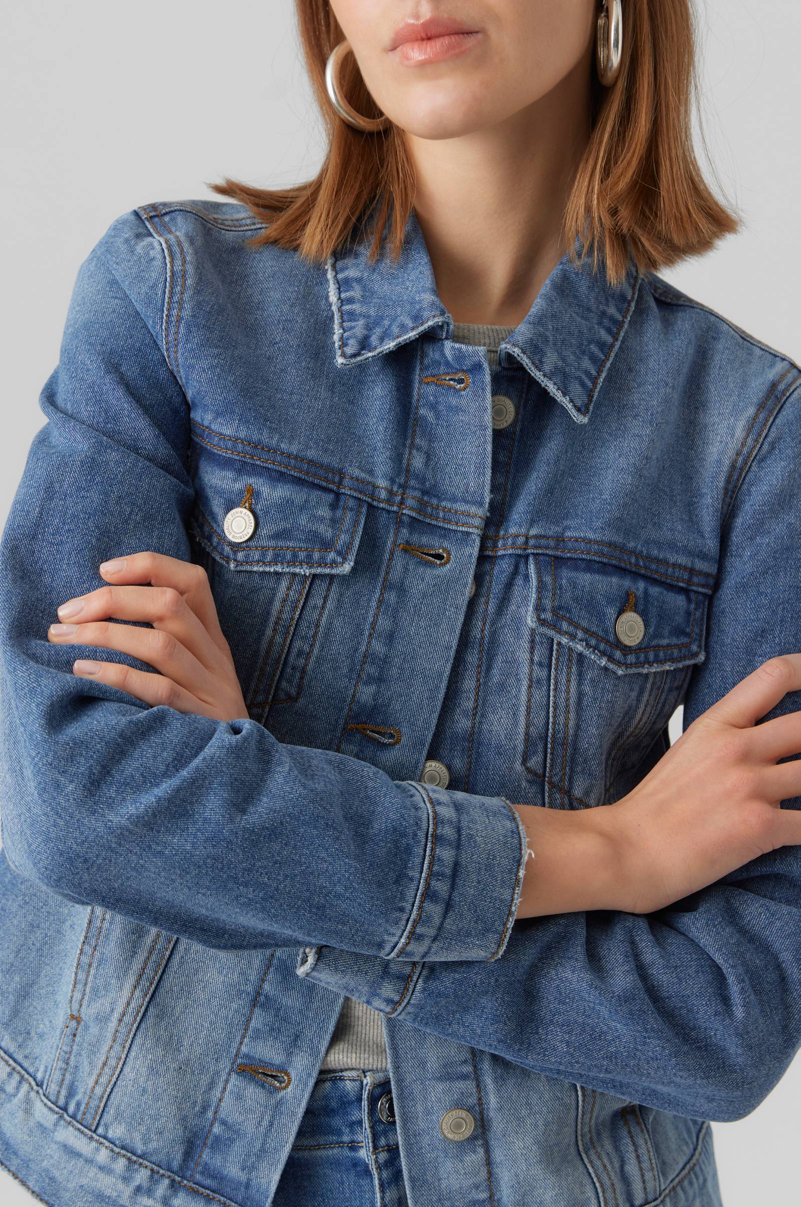 Veste En Jean Vero Moda VMZorica LS Denim Jacket – Coupe Slim, 80% Coton, Style Danois Élégant Femme