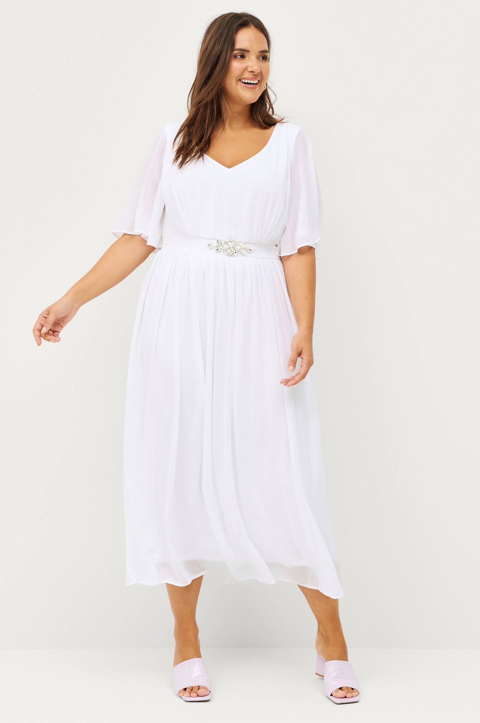 Zizzi - Maxi kjole mCalina Maxi Dress - Hvid - 42/44 - Kjoler - Tøj kvinder (30169789)