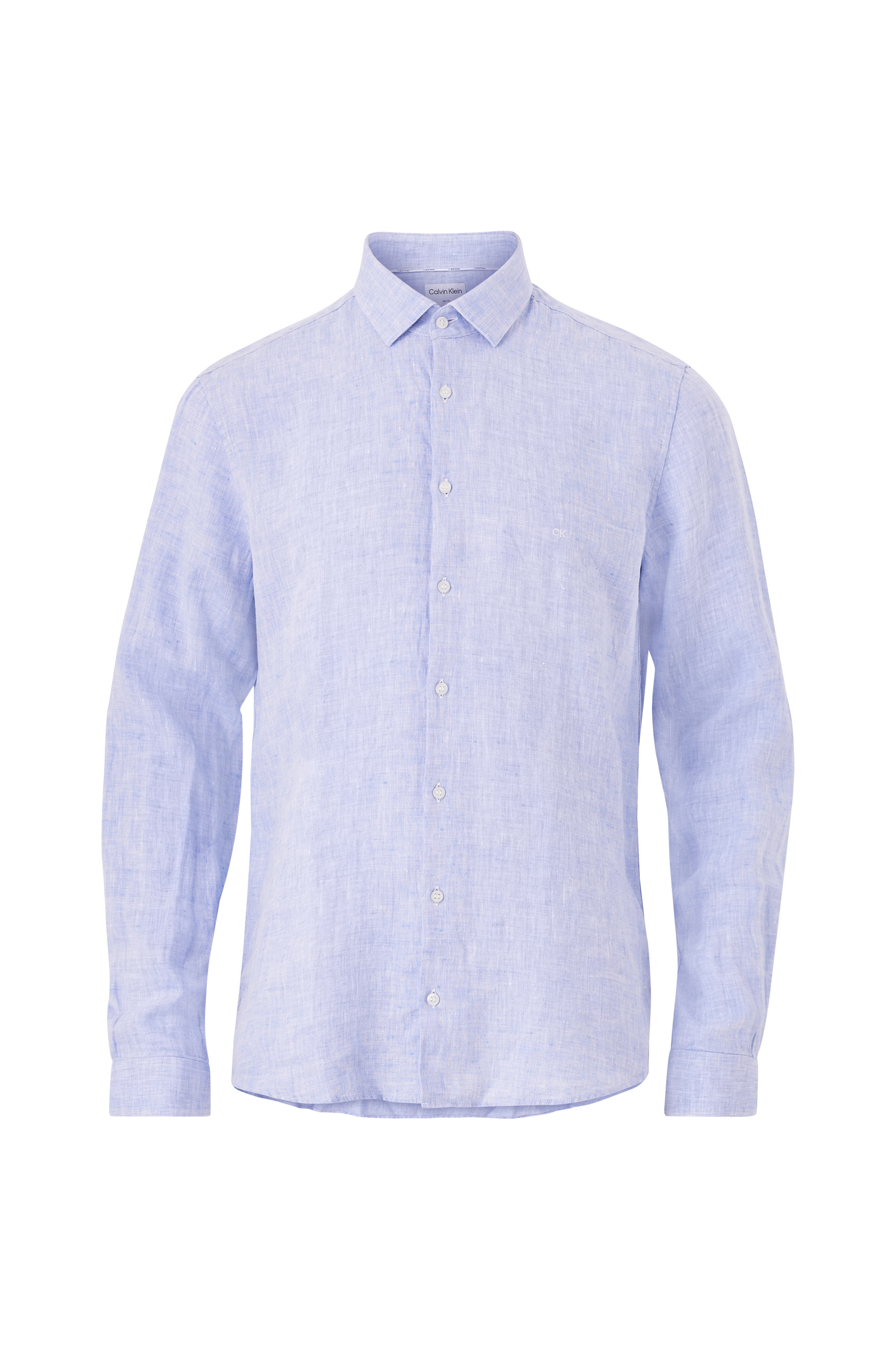 Calvin Klein - Hørskjorte Linen Solid Slim Shirt - Blå - 44