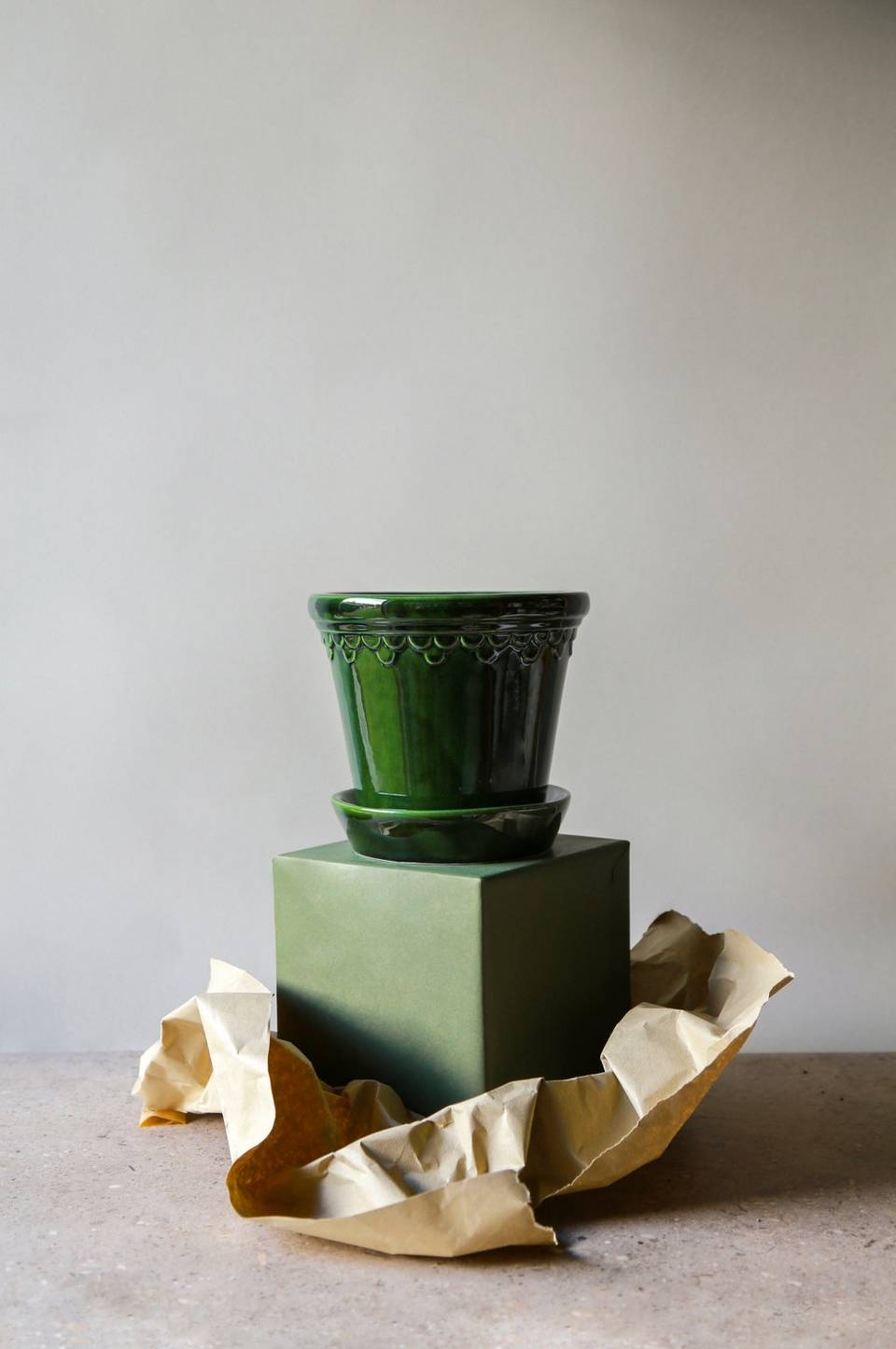 Bergs Potter Kruka med fat Københavner GLAZED, Ø 10 cm, grön från Bergs Potter, bild 2