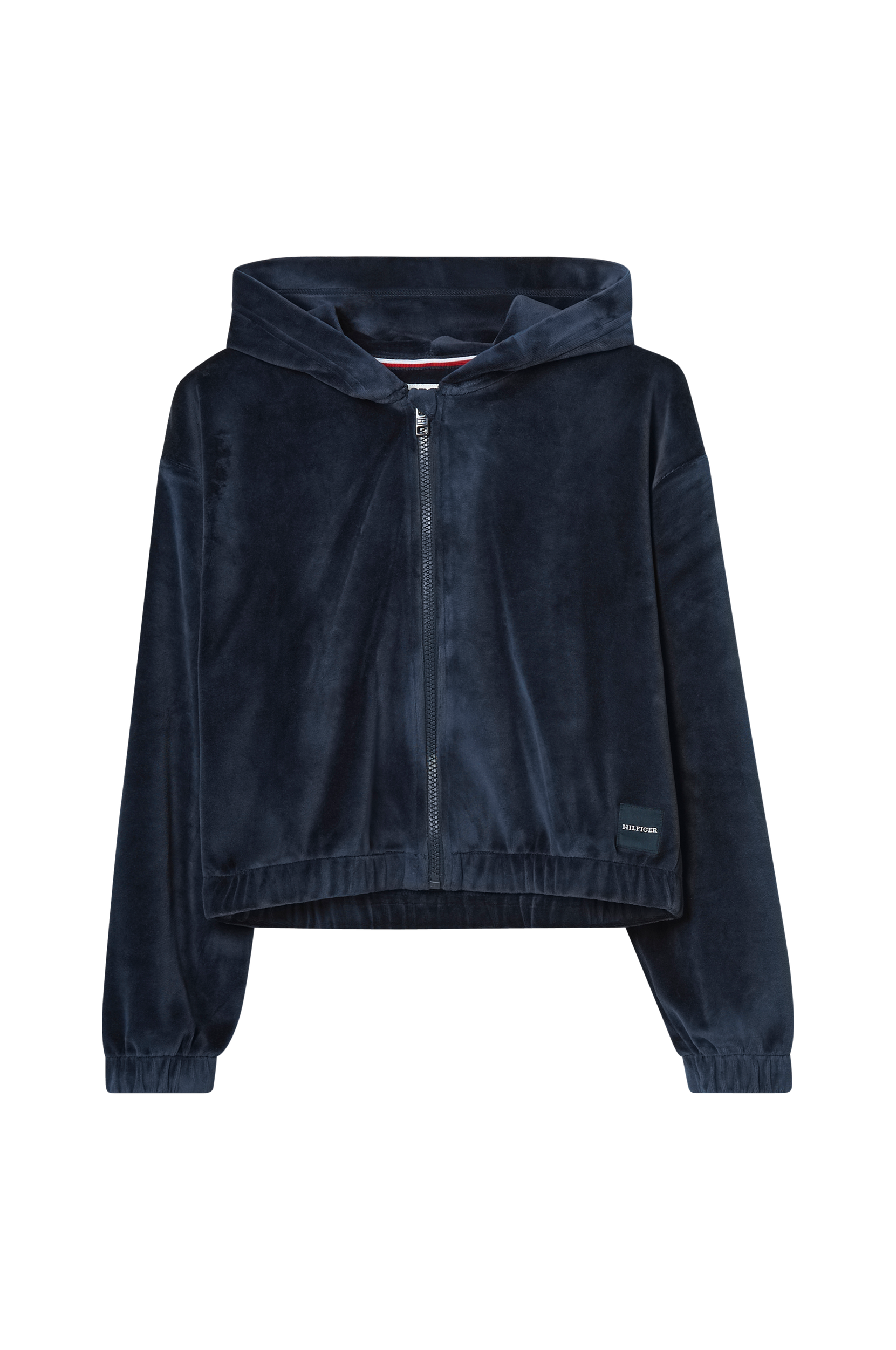 Tommy Hilfiger - Sweatshirt Velour Zip Through Hoodie - Blå 164 - Cardigans - Tøj til børn (31277071)
