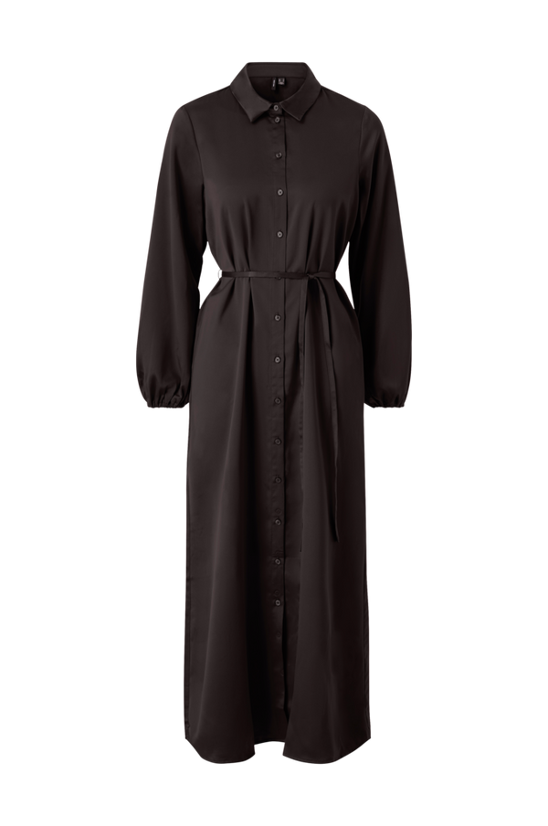 Vero Moda - Maxi kjole vmMerle L/S Calf Shirt Dress Wvn - Sort - 42/44