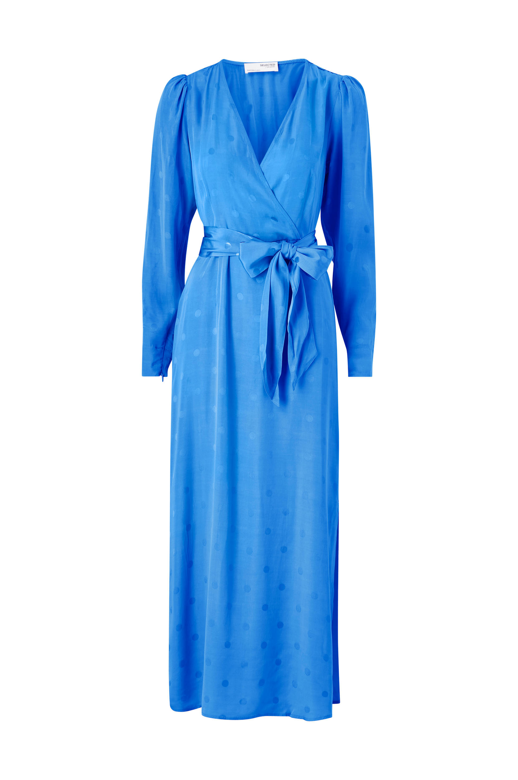 Selected FEMME - Maxi kjole slfLudwika LS Ankle Satin Dress B - Blå - 36