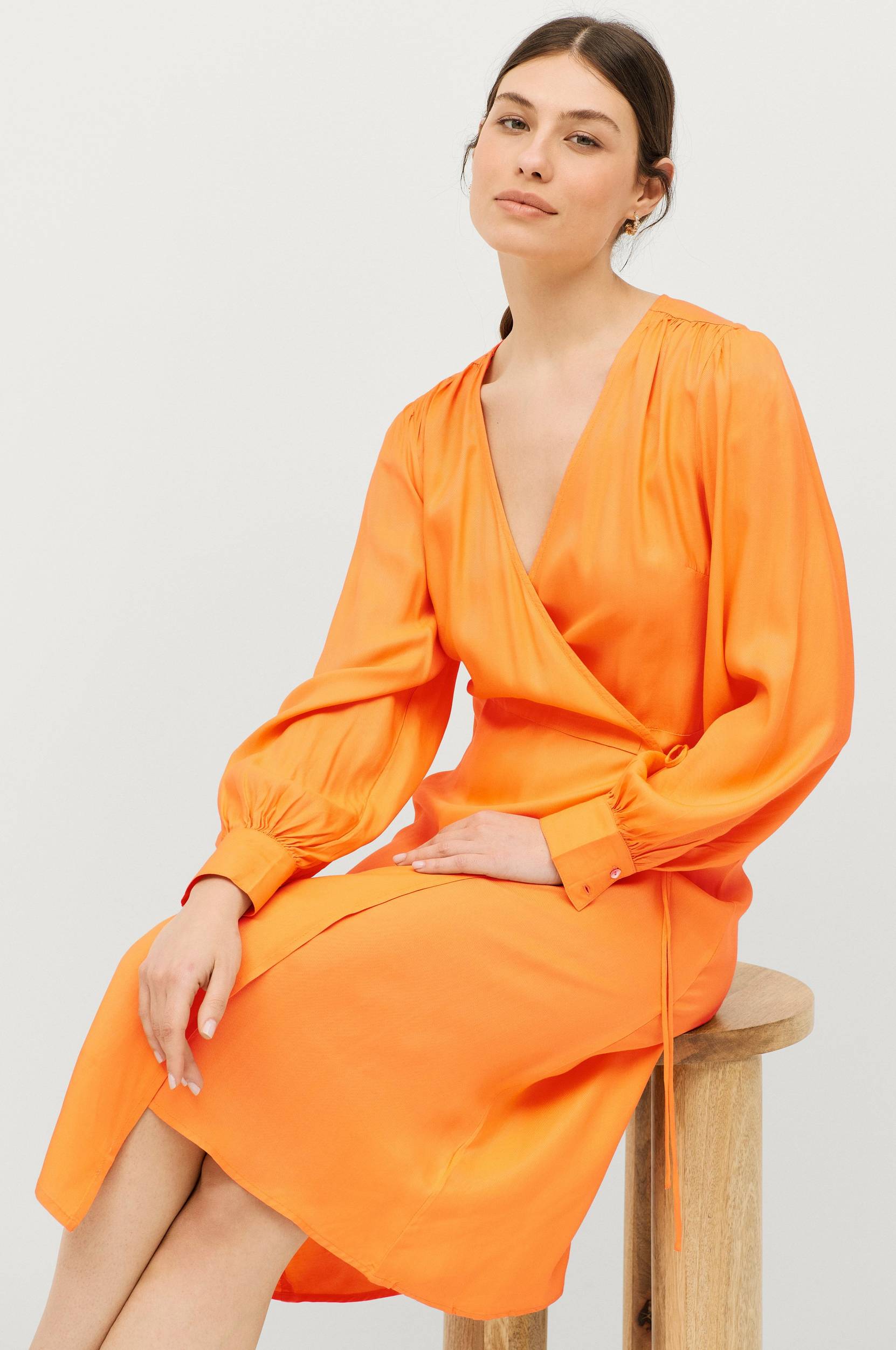 in - Slå-om kjole Wrap Dress - Orange - 40 - Kjoler - Tøj til kvinder (30401909)