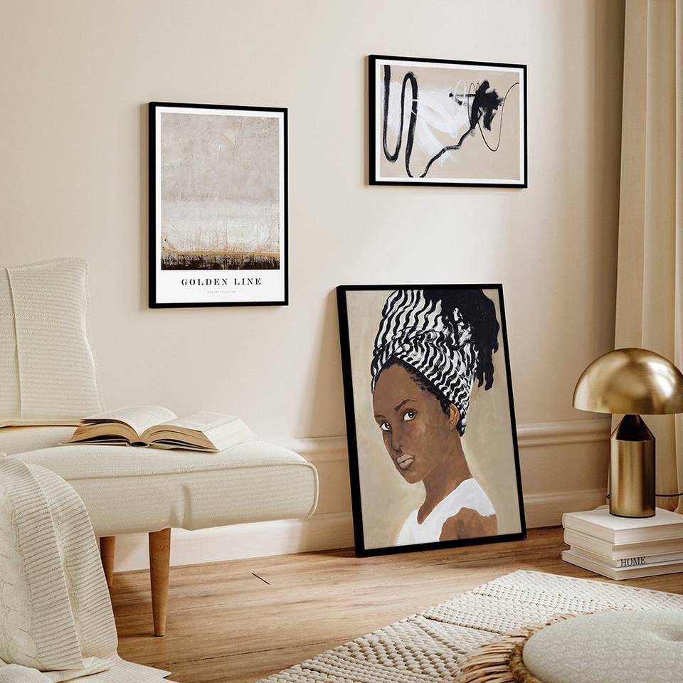 Malerifabrikken Tavla Golden line, Svart ram, beige från Malerifabrikken, bild 2