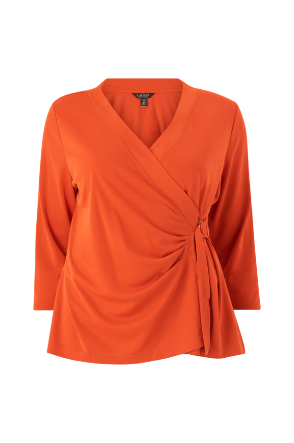 Lauren Ralph Lauren Curve - Top Str Matte Jersey-Shirt - Orange - 54/56