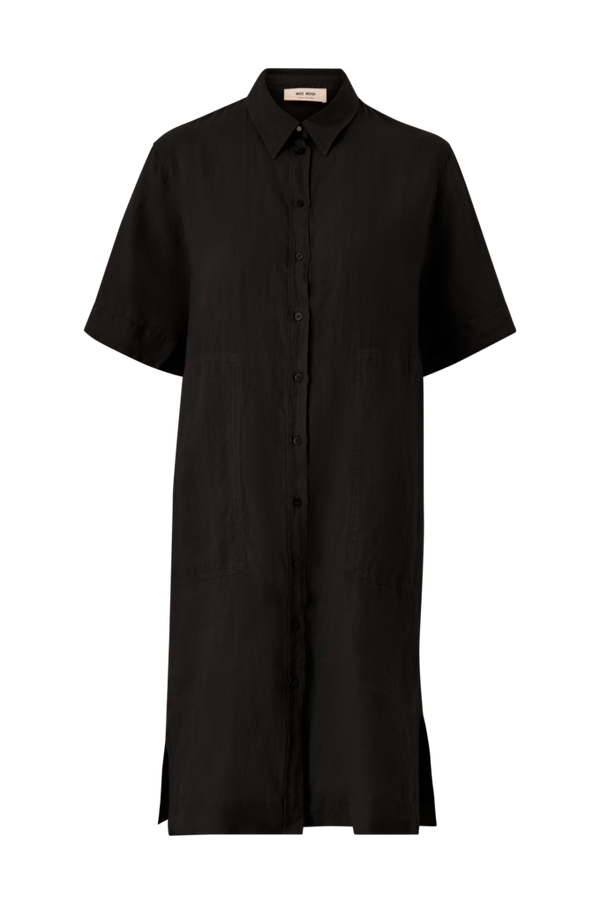 MOS MOSH - Hørkjole Mal Linen Shirt Dress - Sort - 38/40