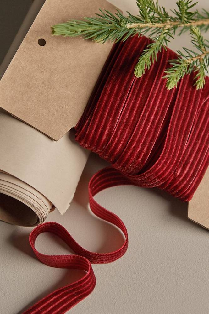 Presentband Velvety Stripe i sammet, 10 m