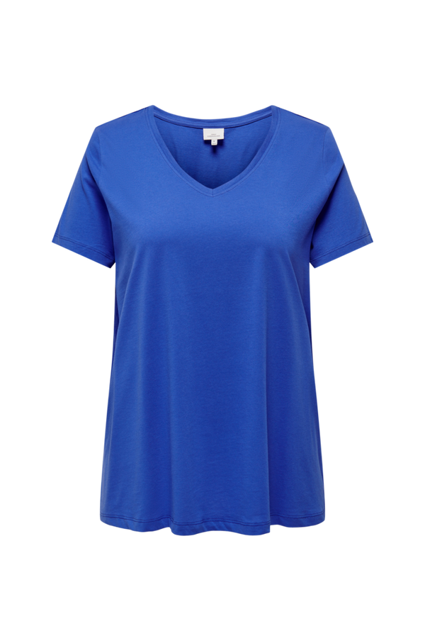 Only Carmakoma - Top carBonnie Life S/S V-neck A-shape Tee - Blå - 46/48