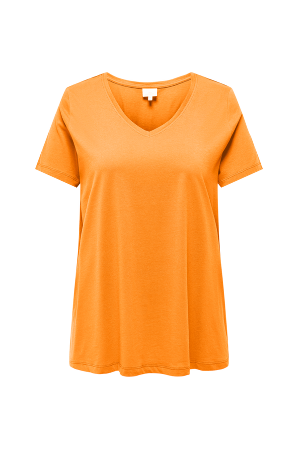 Only Carmakoma - Top carBonnie Life S/S V-neck A-shape Tee - Orange - 42/44