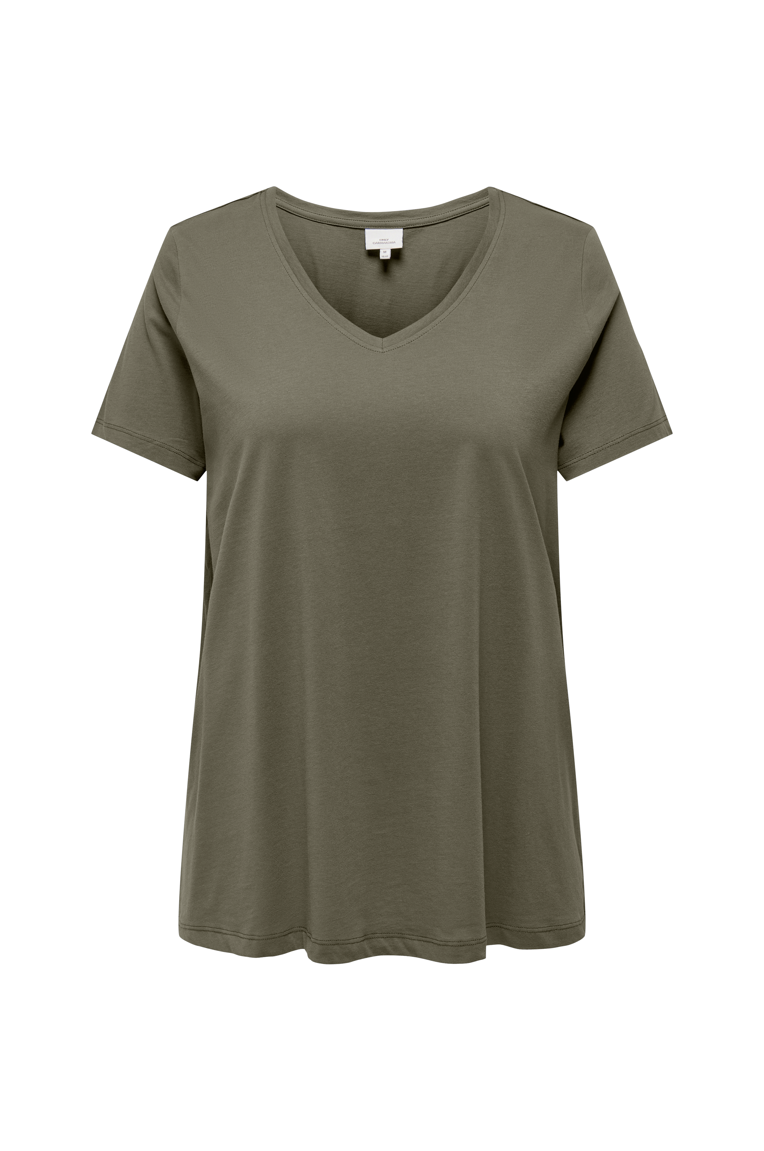 Only Carmakoma Top carBonnie A-shape S/S V-neck Life Toppe - Grøn - Tee