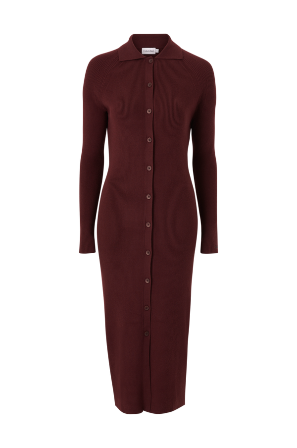 Calvin Klein - Kjole Essential Rib Shirt Dress - Rød - 42/44