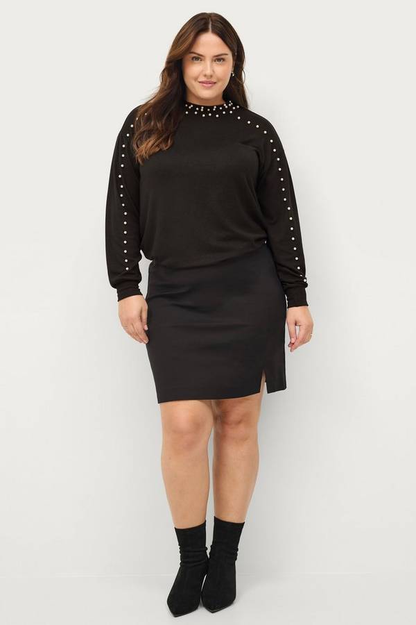 Zizzi - Nederdel mFranza Abk Skirt - Sort - 46/48