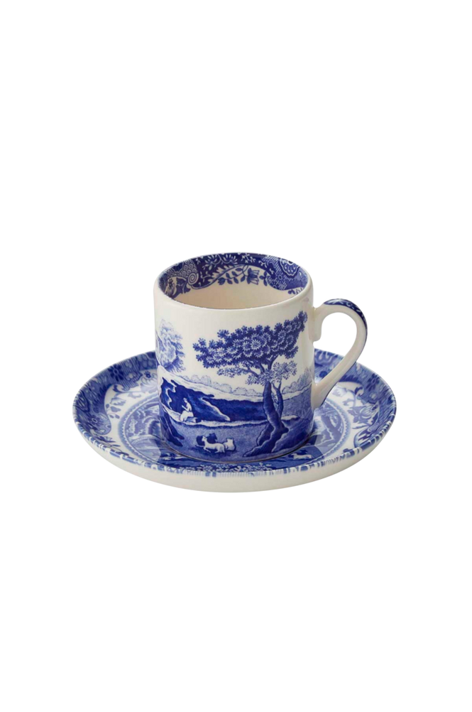 Kaffekopp med fat Blue Italian 9 cl