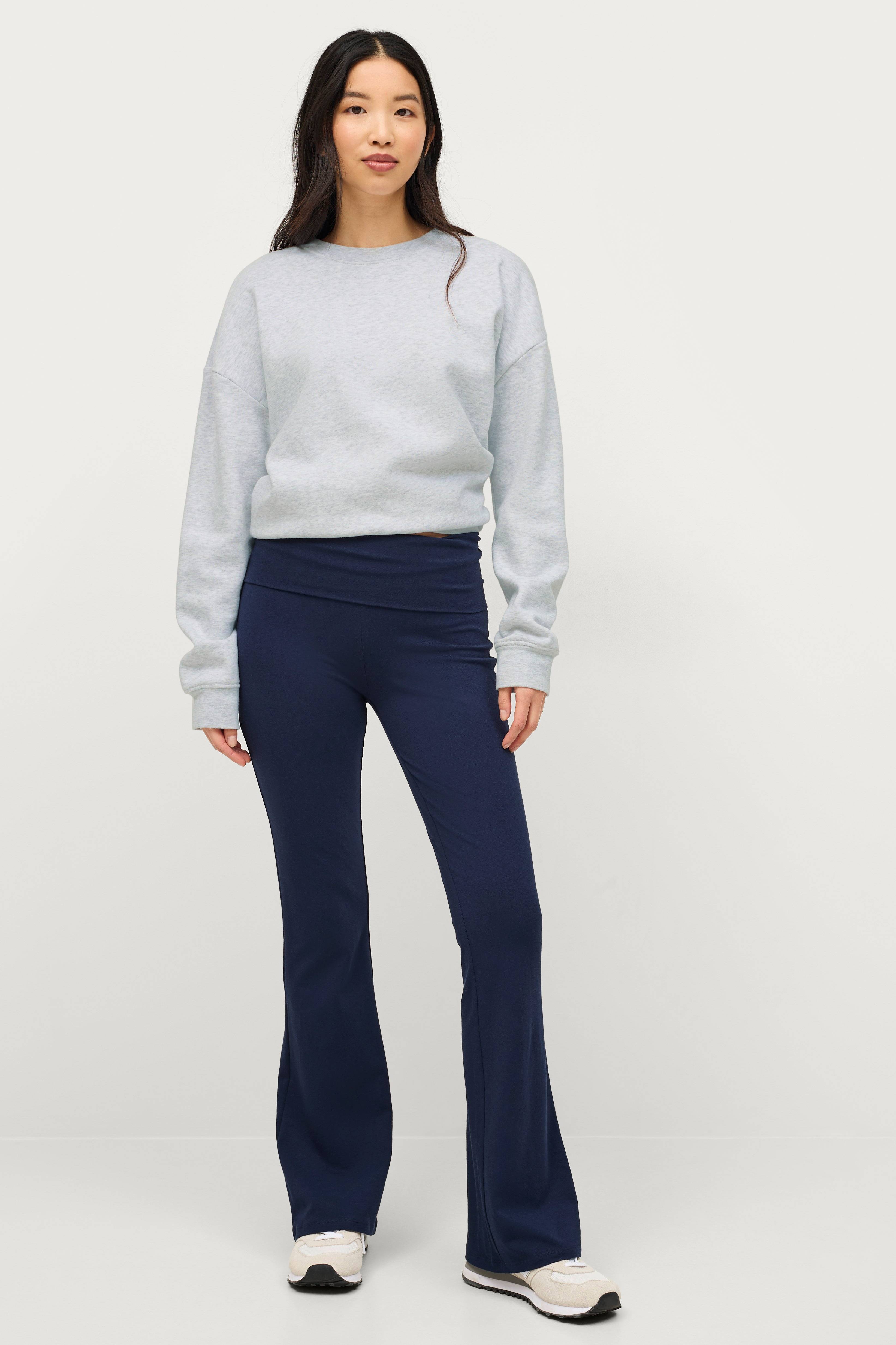 Gina Tricot Bukser Soft Touch Folded Flare Trousers - Blå