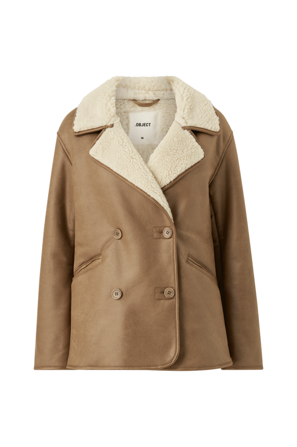 Object - Jakke objPolly Shearling Long Jacket E PA - Beige - 40