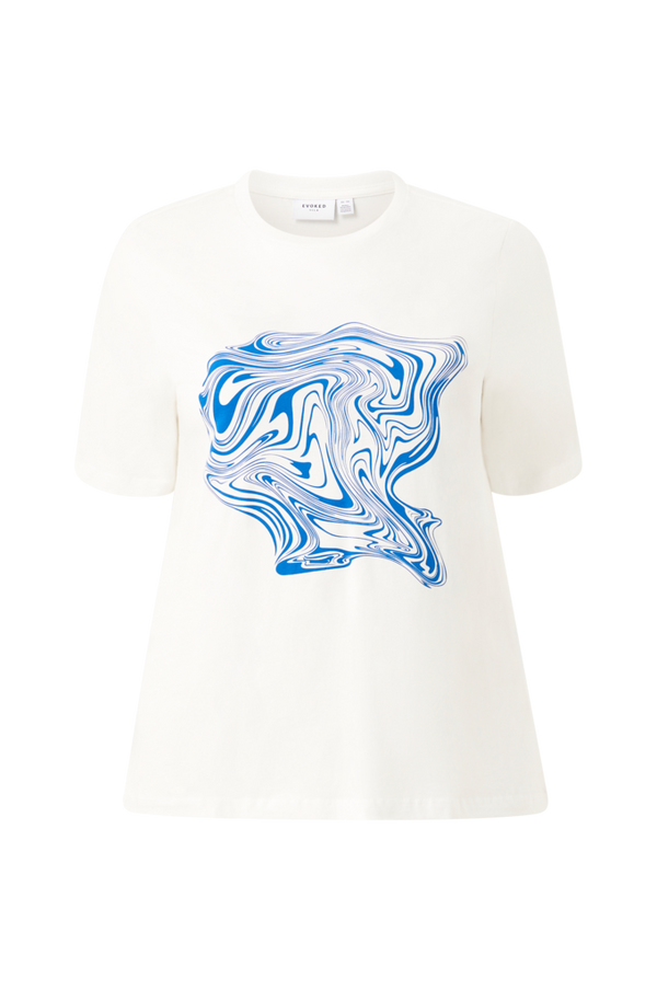 Evoked Vila - Top viSybil O-neck Abstract T-shirt - Hvid - 46