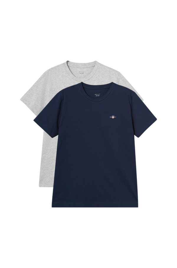 Gant - T-shirt C-neck 2-pak - Grå - 176