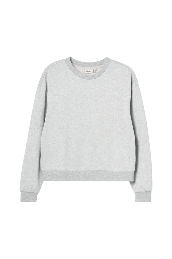 KIDS ONLY - Sweatshirt kogLaura L/S Short Glitter O-neck U - Grå - 158/164  - Cardigans - Tøj til børn (31650948)